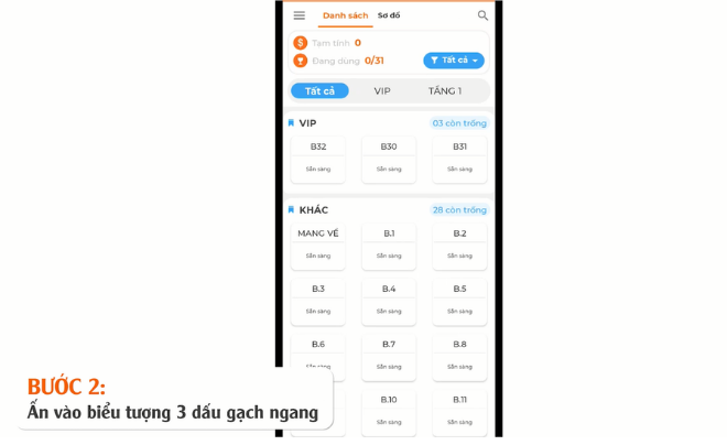 Ấn v&agrave;o biểu tượng 3 dấu gạch ngang