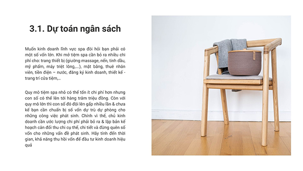 Dự toán ngân sách mở spa