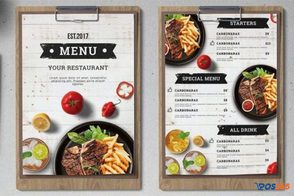 mẫu thiết kế menu qu&aacute;n ăn vặt đẹp