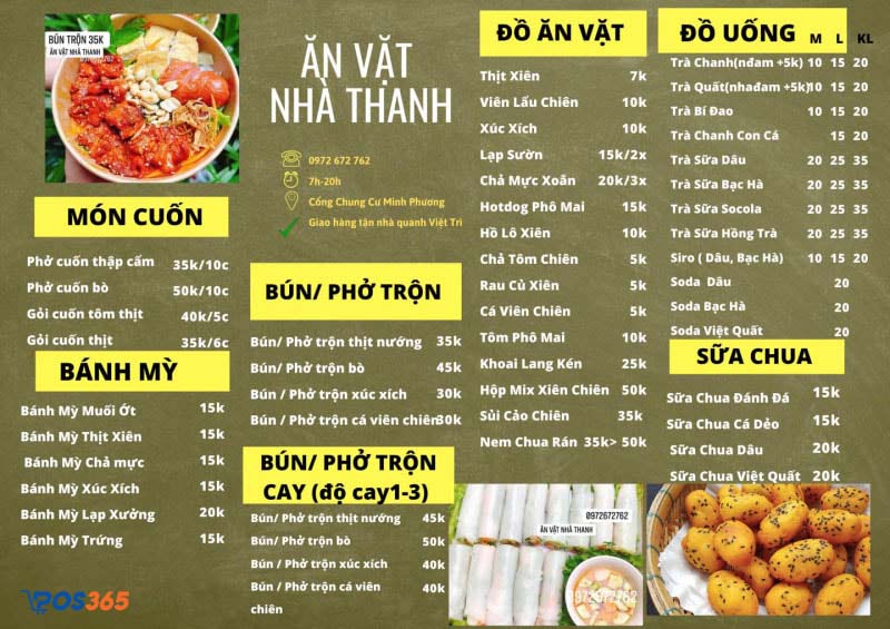mẫu thiết kế menu qu&aacute;n ăn vặt độc đ&aacute;o