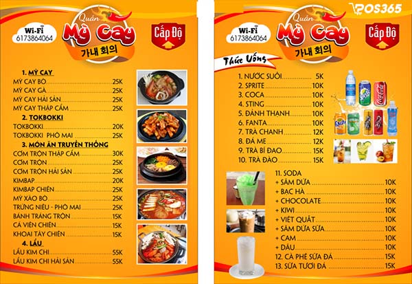 mẫu thiết kế menu qu&aacute;n ăn vặt dễ l&agrave;m
