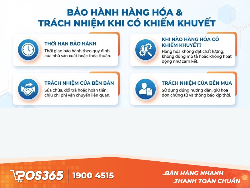 Bảo h&agrave;nh h&agrave;ng h&oacute;a & tr&aacute;ch nhiệm khi h&agrave;ng h&oacute;a c&oacute; khiếm khuyết