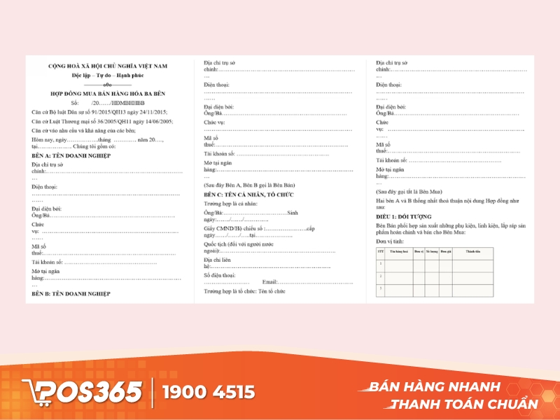 Mẫu hợp đồng mua b&aacute;n 3 b&ecirc;n
