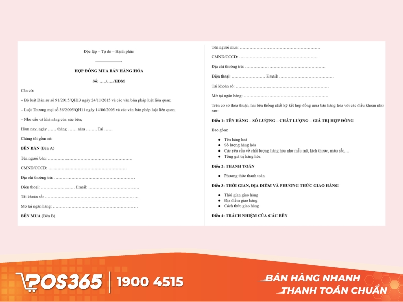 Mẫu hợp đồng mua b&aacute;n c&aacute; nh&acirc;n
