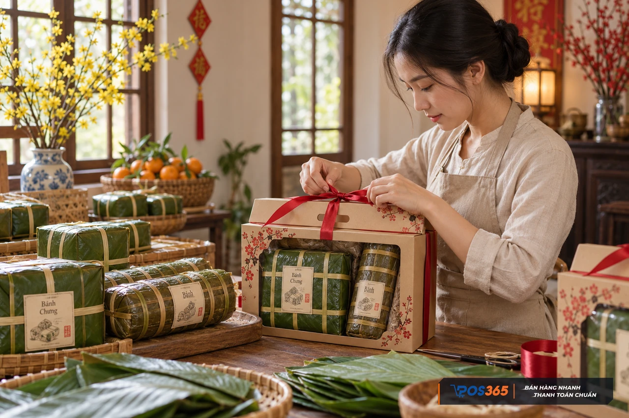 Đóng gói bánh chưng đặc sản làm quà Tết
