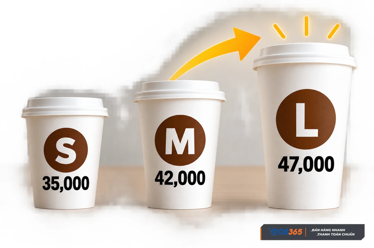 Chiến lược gi&aacute; ba size đồ uống