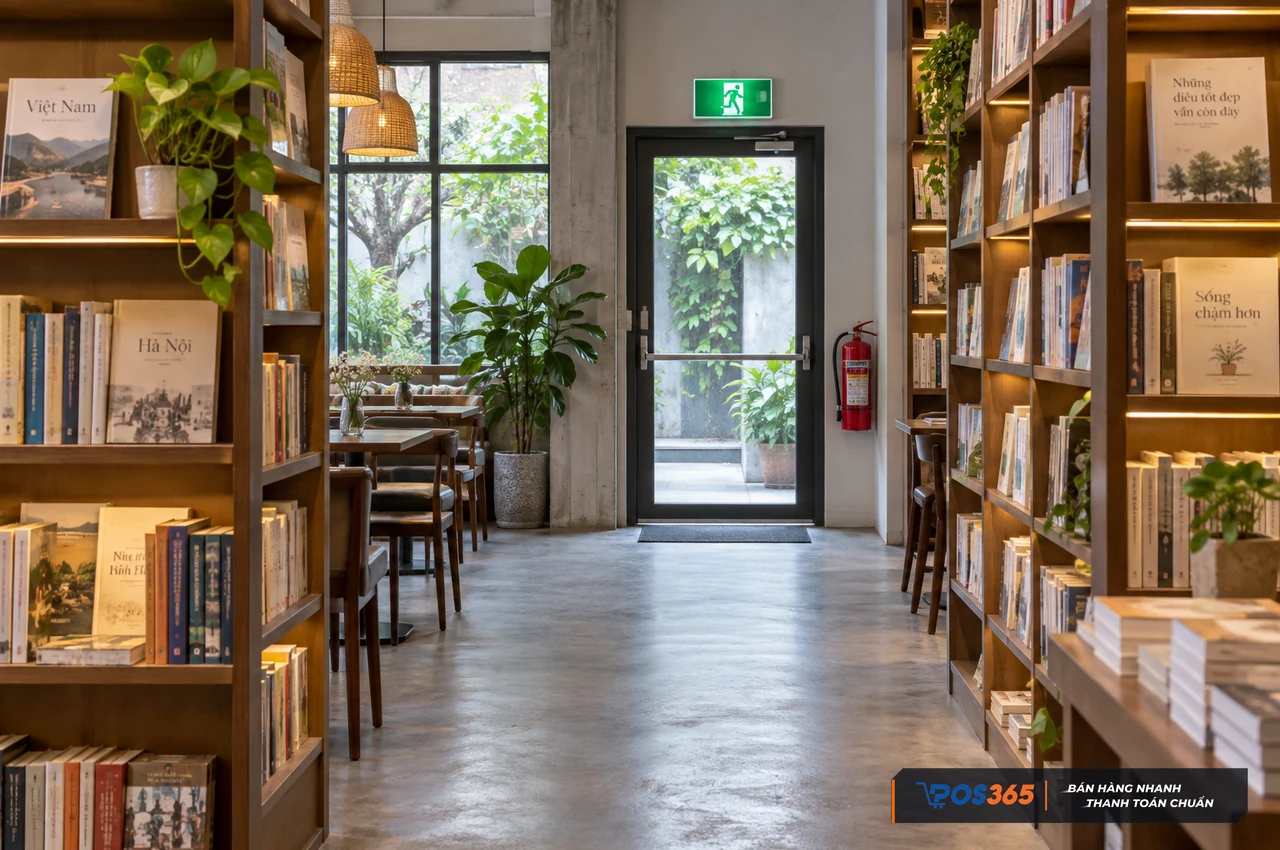 Giữ lối thoát hiểm quán cafe sách thông thoáng