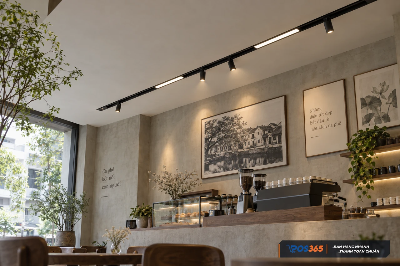 Đ&egrave;n ray nam ch&acirc;m trong qu&aacute;n cafe hiện đại