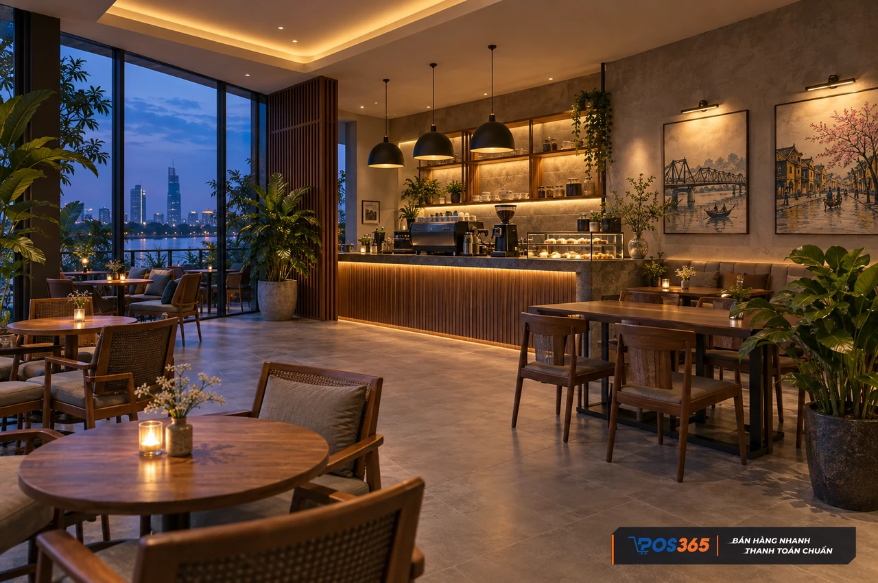 Phối ba lớp &aacute;nh s&aacute;ng trong qu&aacute;n cafe