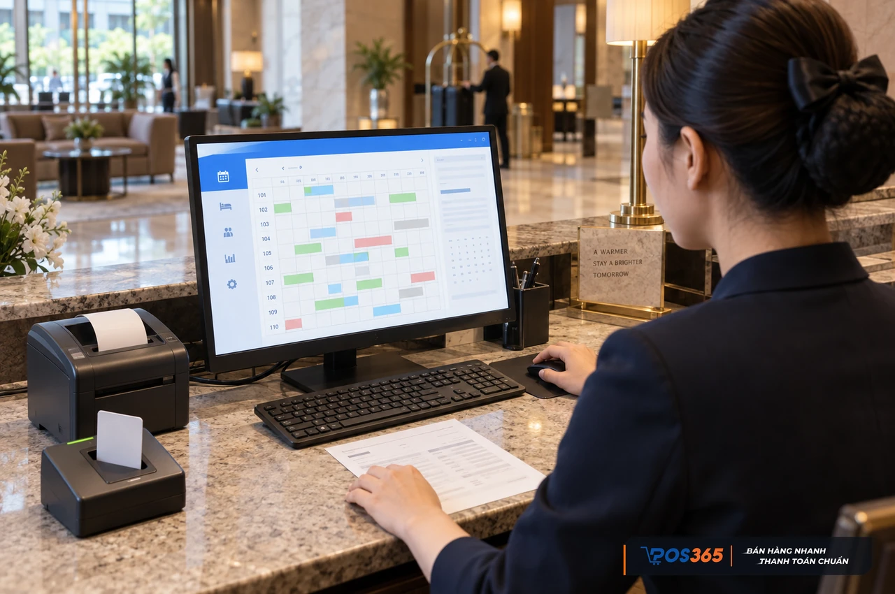 Đối soát thông tin nhận trả phòng tại quầy lễ tân