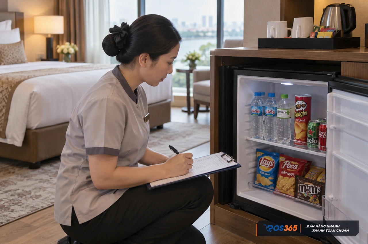 Kiểm kê minibar khi khách trả phòng