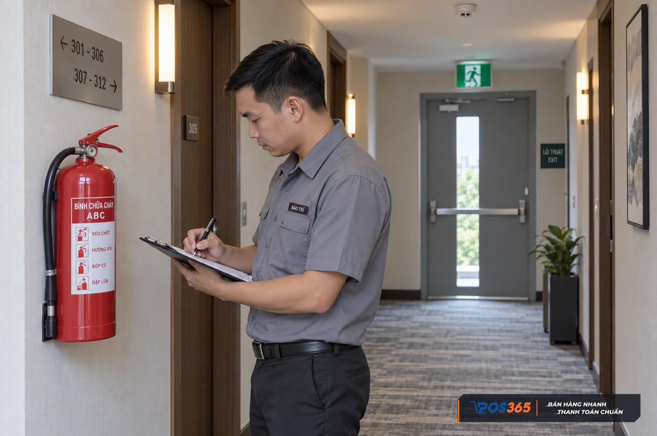Kiểm tra thiết bị an toàn cháy trong khách sạn