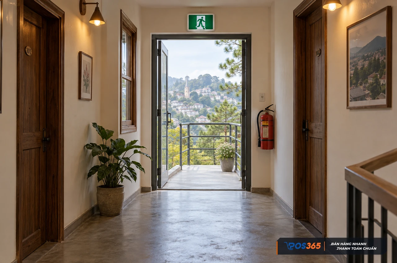 Kiểm tra lối tho&aacute;t v&agrave; thiết bị an to&agrave;n homestay