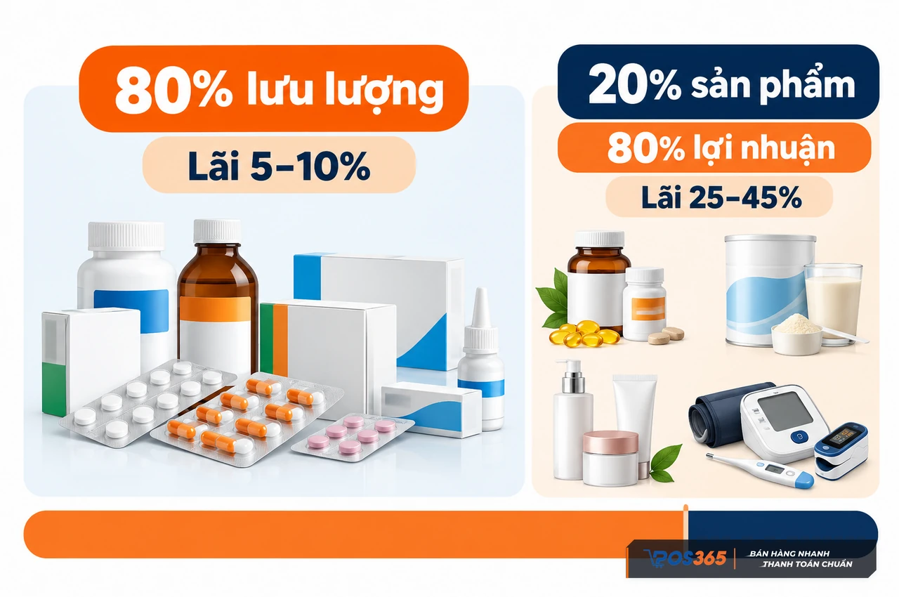 Cơ cấu sản phẩm nhà thuốc theo nguyên lý 80 20