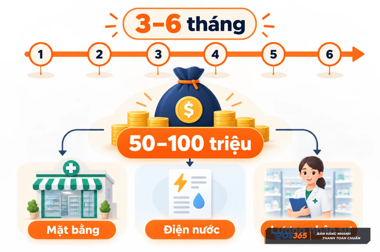 Quỹ dự phòng cho sáu tháng đầu mở nhà thuốc