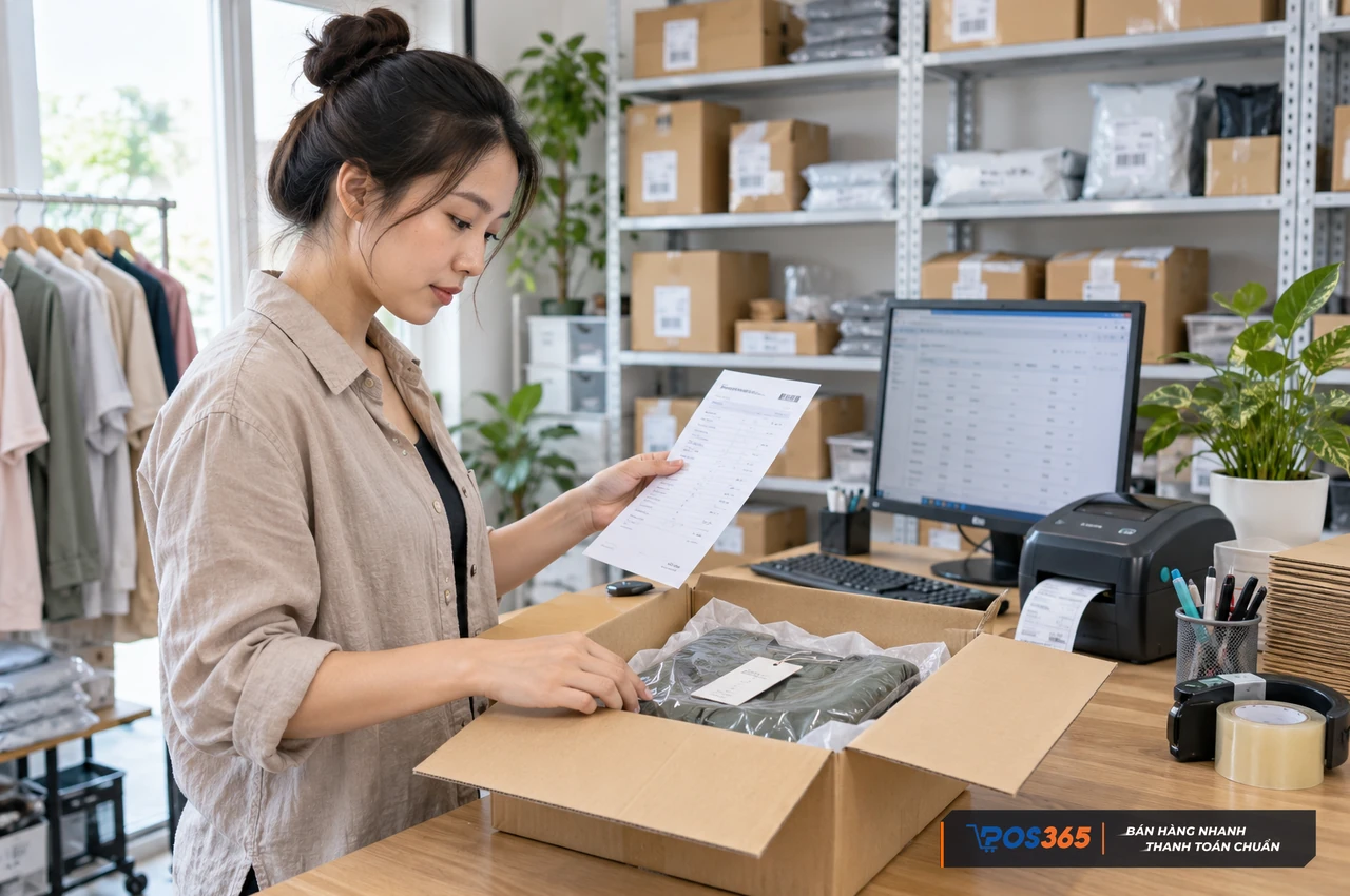 Đối chiếu đơn h&agrave;ng trước khi đ&oacute;ng g&oacute;i giao kh&aacute;ch