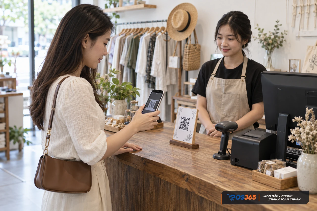 Kết nối kh&aacute;ch h&agrave;ng Zalo tại quầy b&aacute;n h&agrave;ng