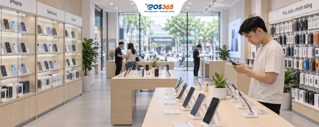 Top 20+ mẫu thiết kế cửa hàng điện thoại đẹp, tối ưu chi phí