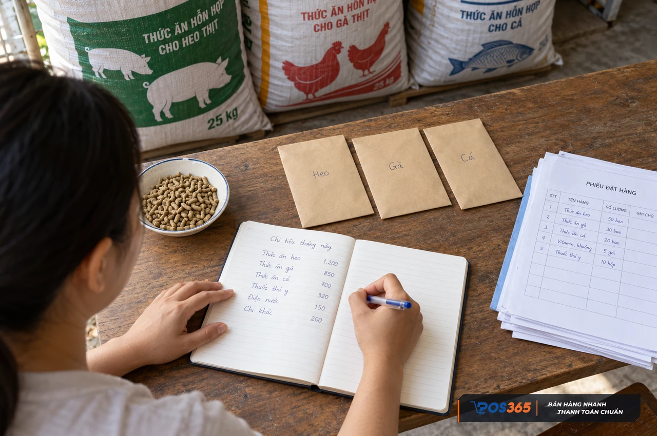 Dự trù vốn nhập hàng và công nợ đại lý cám