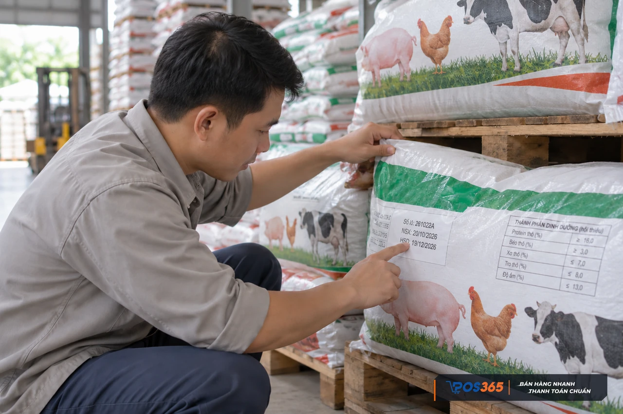 Kiểm tra nhãn và nguồn gốc bao thức ăn chăn nuôi