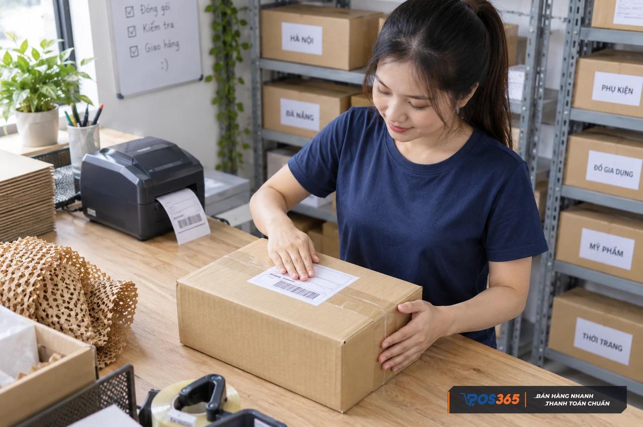 Đóng gói và dán phiếu gửi hàng đúng quy trình