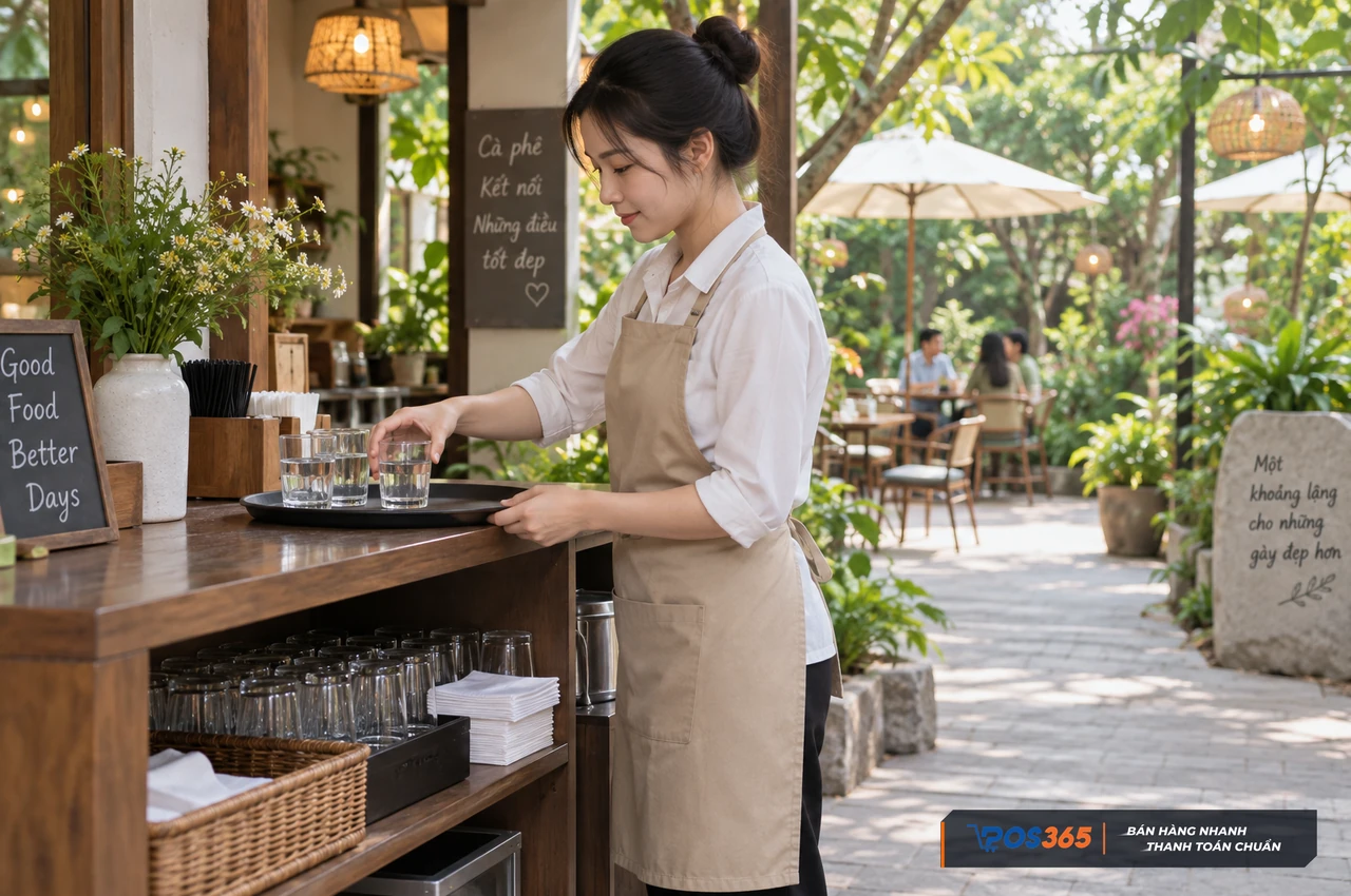 Trạm phục vụ phụ giữa khu cafe s&acirc;n vườn