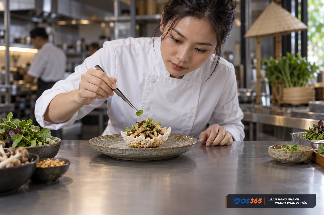 Đầu bếp sáng tạo trong cách trình bày món ăn