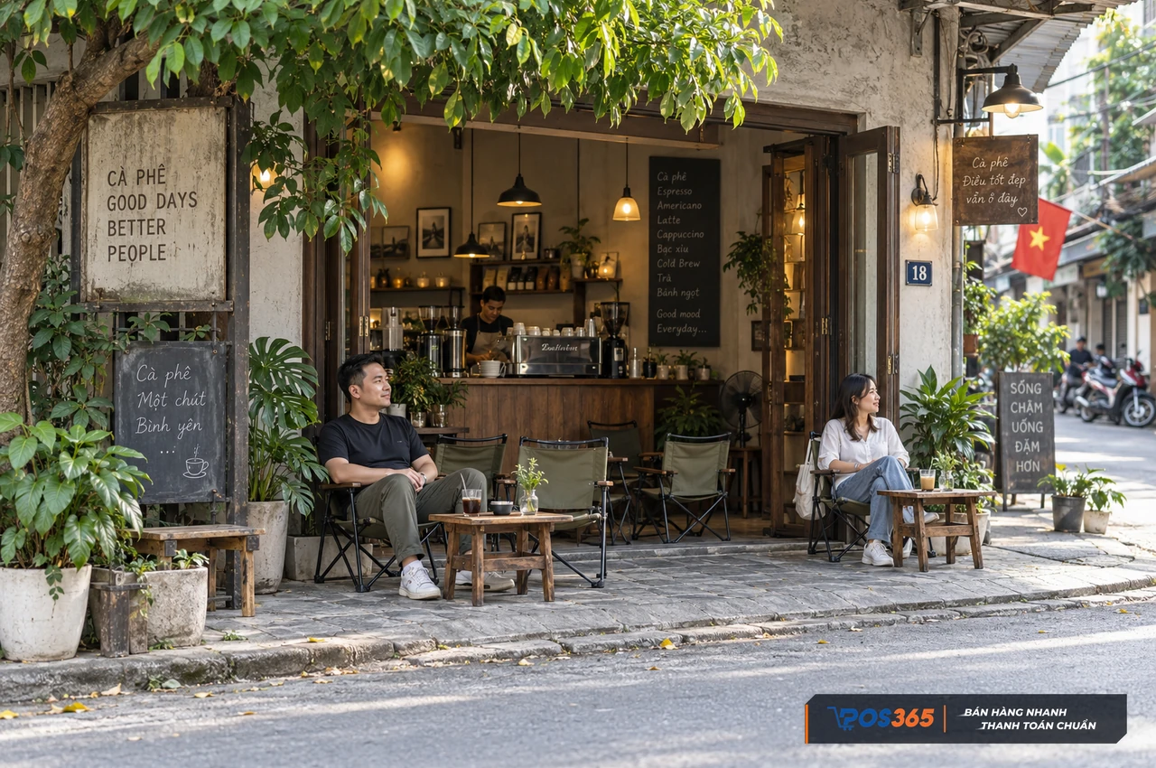 M&ocirc; h&igrave;nh cafe c&oacute;c hiện đại với b&agrave;n ghế linh hoạt