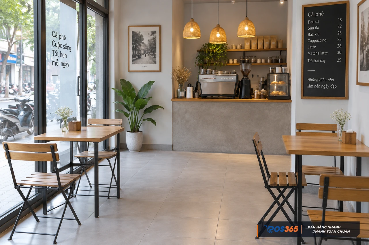 Nội thất tối giản gi&uacute;p tiết kiệm chi ph&iacute; mở qu&aacute;n