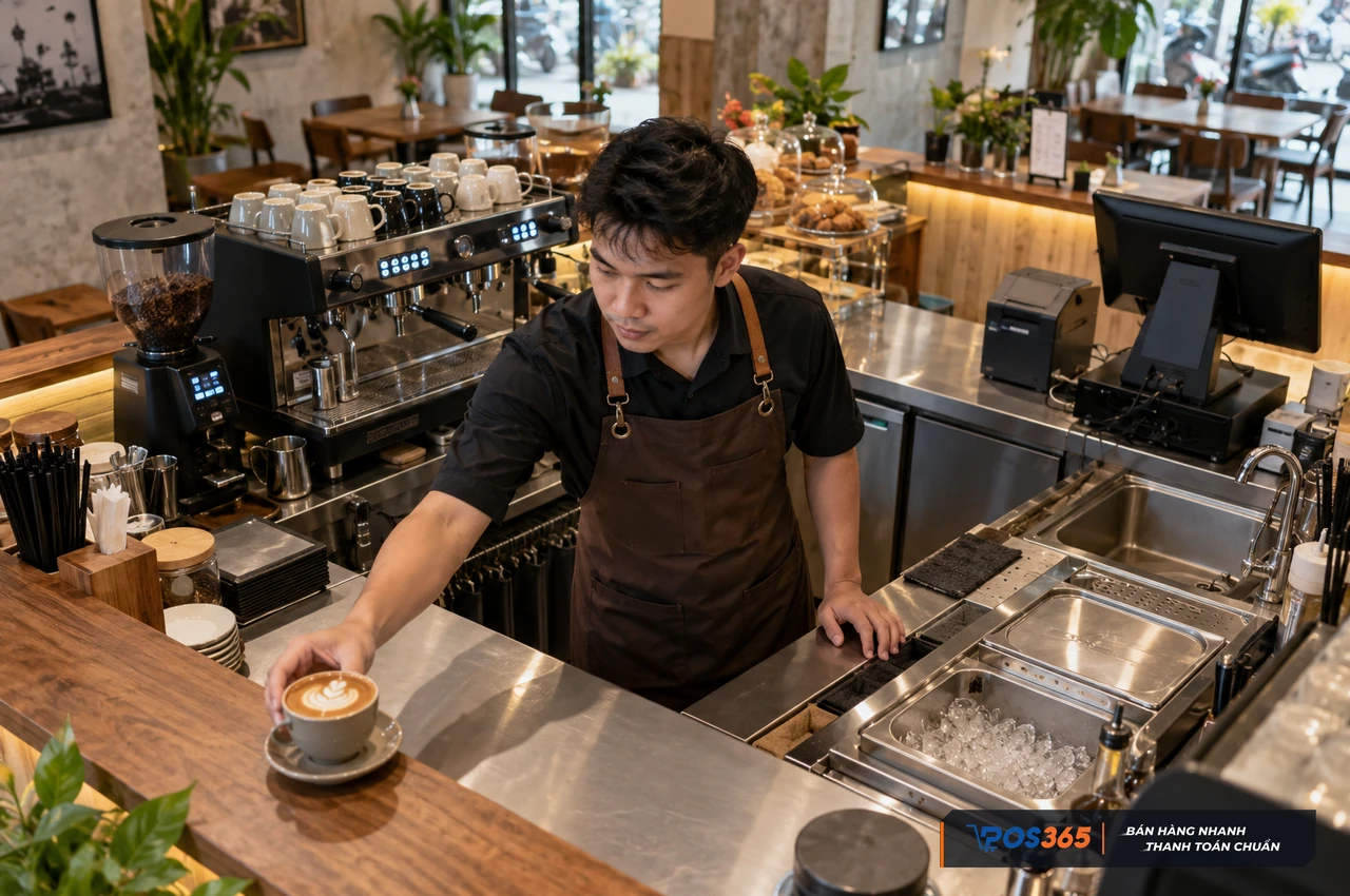 Sắp xếp quầy bar giúp pha chế và trả đồ thuận tiện