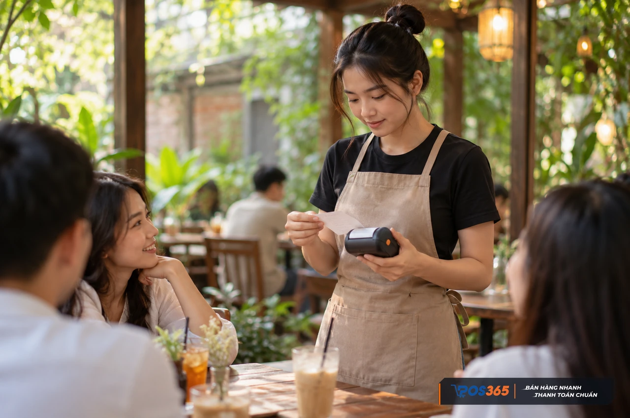 M&aacute;y in nhiệt mini Bluetooth phục vụ tại b&agrave;n