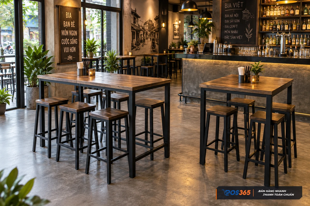 Bàn bar mô đun linh hoạt ghép nhóm khách