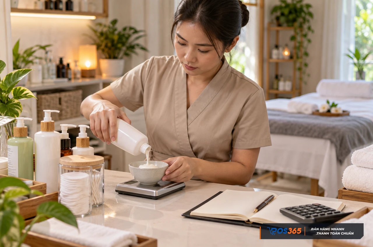 Kiểm soát định lượng mỹ phẩm tiêu hao và doanh thu dòng tiền