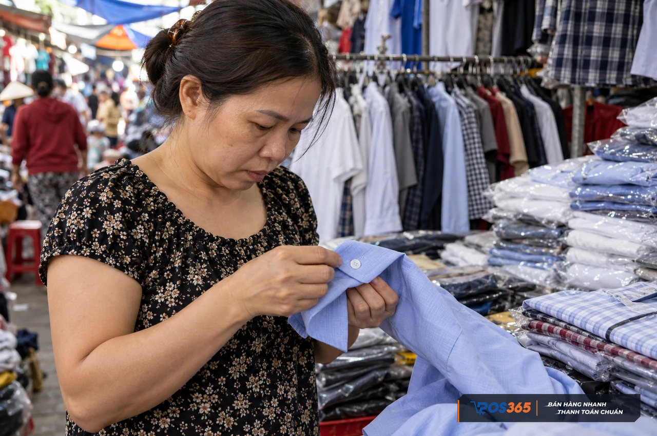 Kiểm tra lỗi quần áo tại chợ Tân Bình