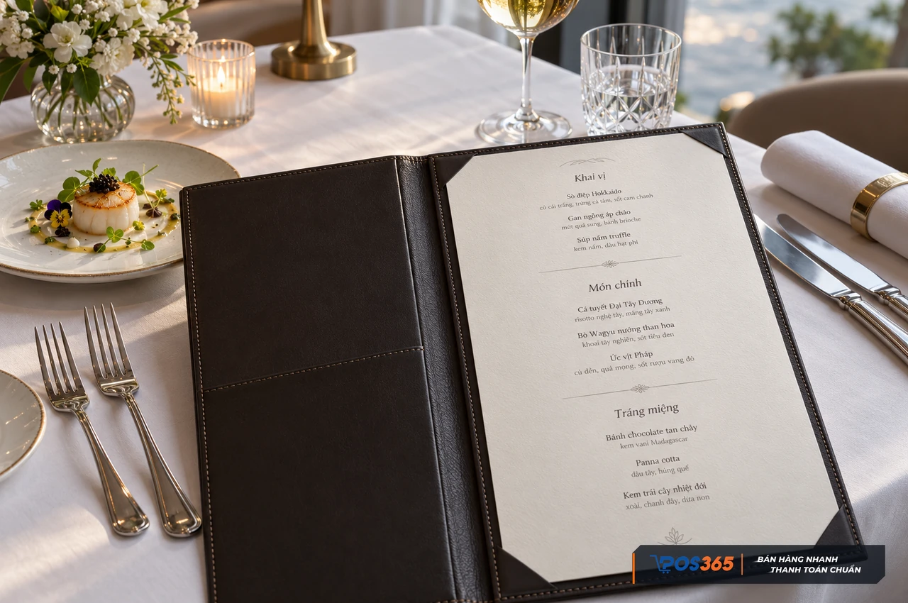 Menu Fine Dining tối giản và sang trọng
