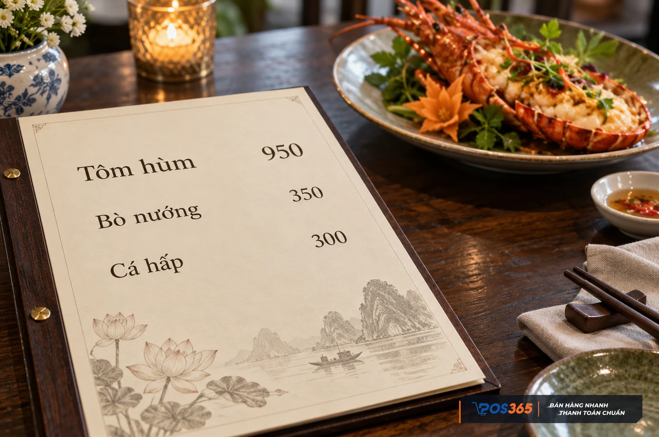 Trình bày giá món ăn rõ ràng trên menu