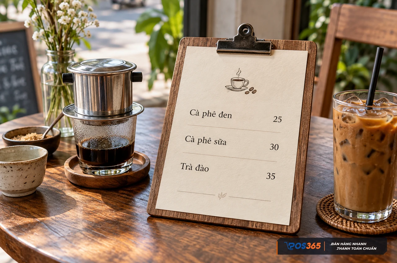 Menu cafe một tờ kẹp gỗ tiện dụng