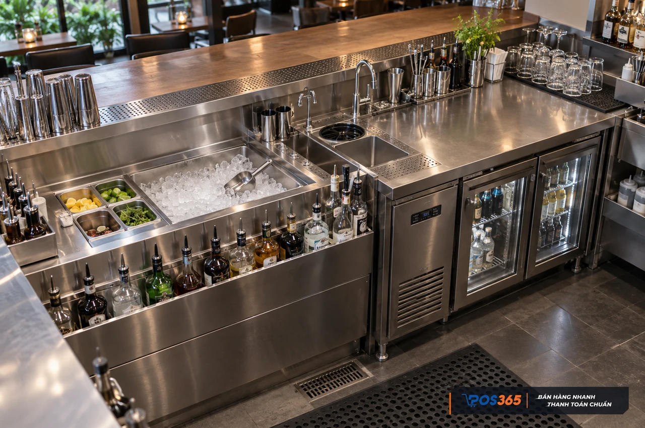 Thiết kế quầy bar tối ưu thao tác pha chế