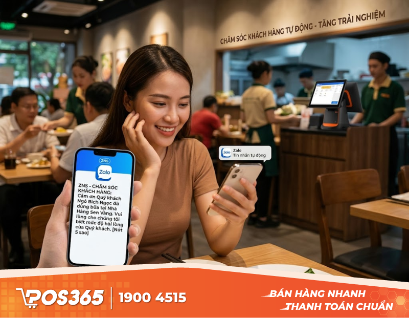 Gửi tin nhắn Zalo ZNS tự động chăm sóc khách hàng sau khi dùng bữa