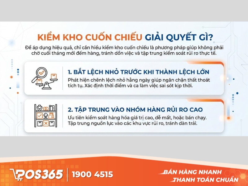 Kiểm kho cuốn chiếu thực chất giải quyết điều g&igrave;?