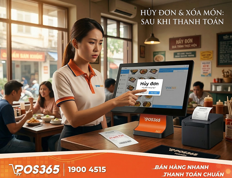 Hủy hóa đơn, xóa món sau khi khách đã thanh toán