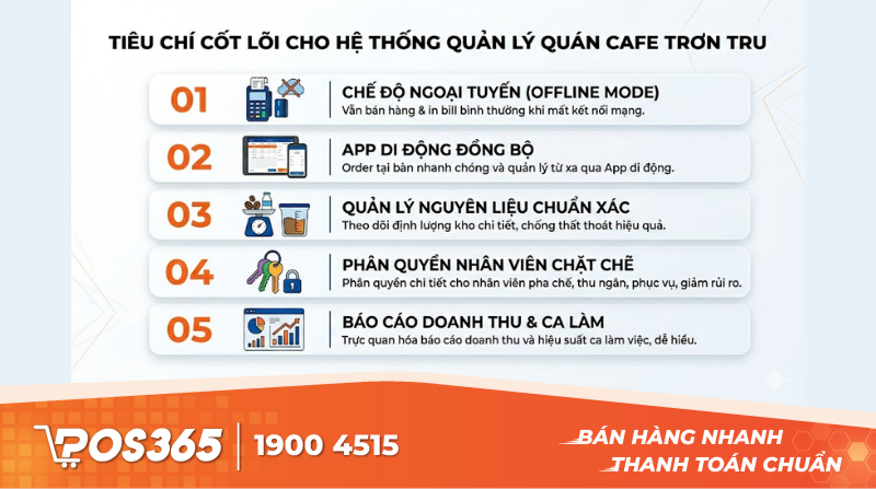 Tiêu chí cốt lõi định hình một hệ thống quản lý quán cafe trơn tru