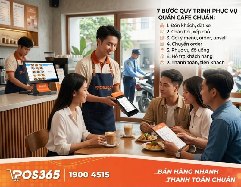 Chi tiết 7 bước quy tr&igrave;nh phục vụ qu&aacute;n cafe chuẩn thực tế