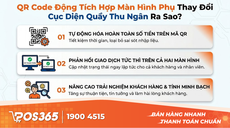 QR Code động tích hợp màn hình phụ thay đổi cục diện quầy thu ngân ra sao?