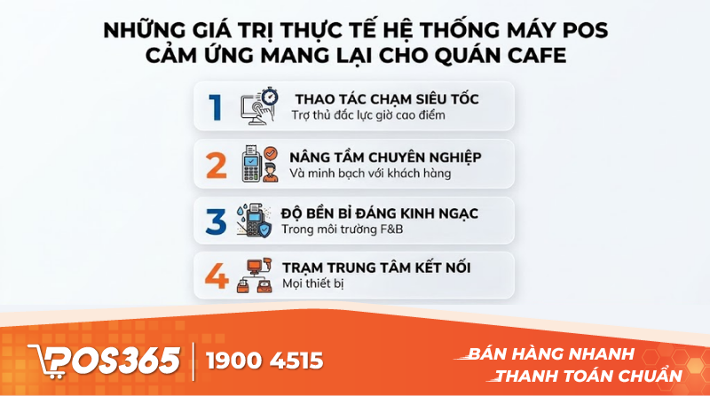 Những giá trị thực tế hệ thống máy POS cảm ứng mang lại cho quán cafe
