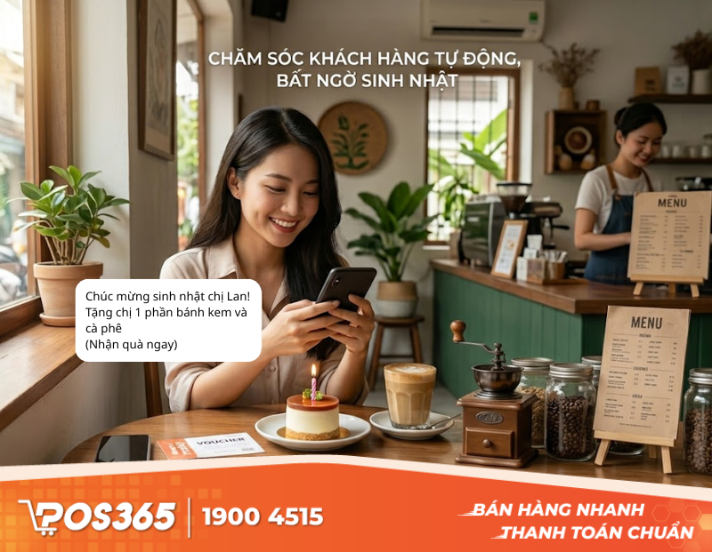Kịch bản nhắn tin tặng quà sinh nhật tự động cho khách quen quán cafe