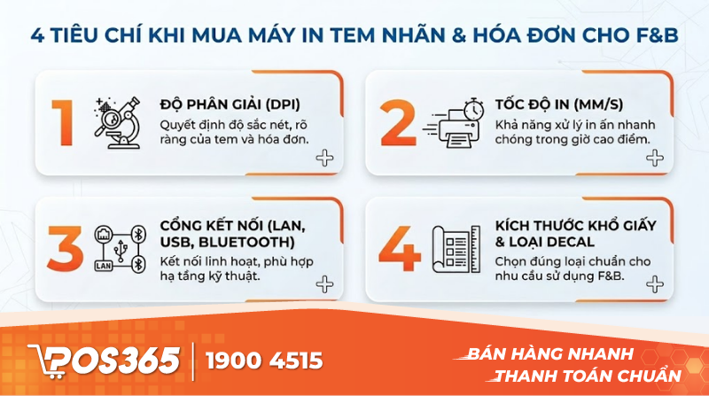4 Tiêu chí khi mua máy in tem nhãn và hóa đơn cho F&B