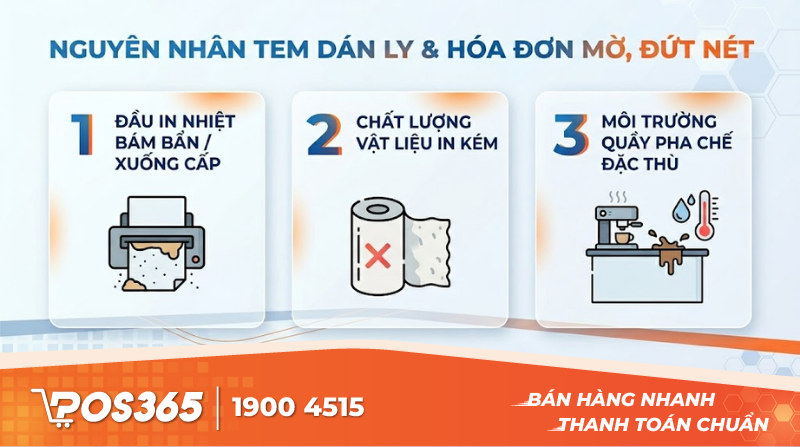 Nguyên nhân thực sự khiến tem dán ly và hóa đơn hay bị mờ, đứt nét