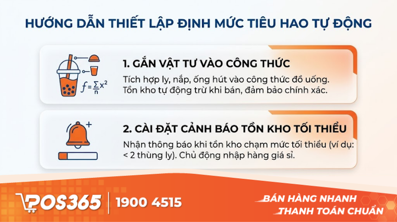 Cách thiết lập định mức tiêu hao tự động trừ kho