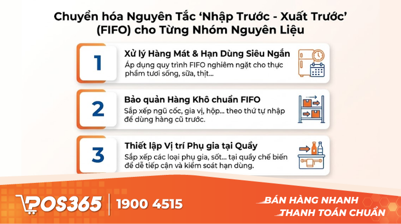 Chuyển hóa nguyên tắc Nhập trước - Xuất trước vào từng nhóm nguyên liệu